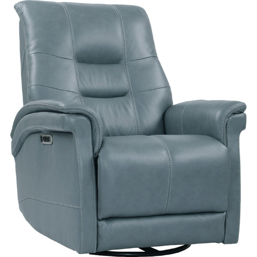 Carnegie Power Cordless Swivel Glider Recliner in Azure Top Grain Leather